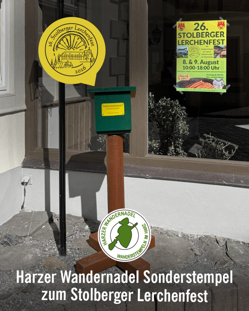 Sonderstempel der Harzer Wandernadel zum Stolberger Lerchenfest am Gasthaus Kupfer